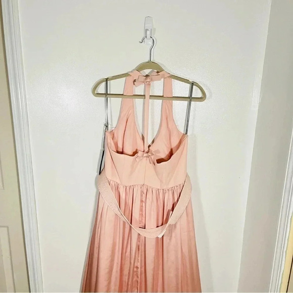 NWT Vera Wang White V-Neck Halter Gown Bridesmaid Dress with Sash Blush Wedding - Picture 6 of 13
